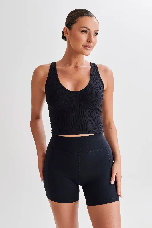 women's tops for those who want to add a bit of flair and personality to their looksRory Ribbed Yoga Top - Black