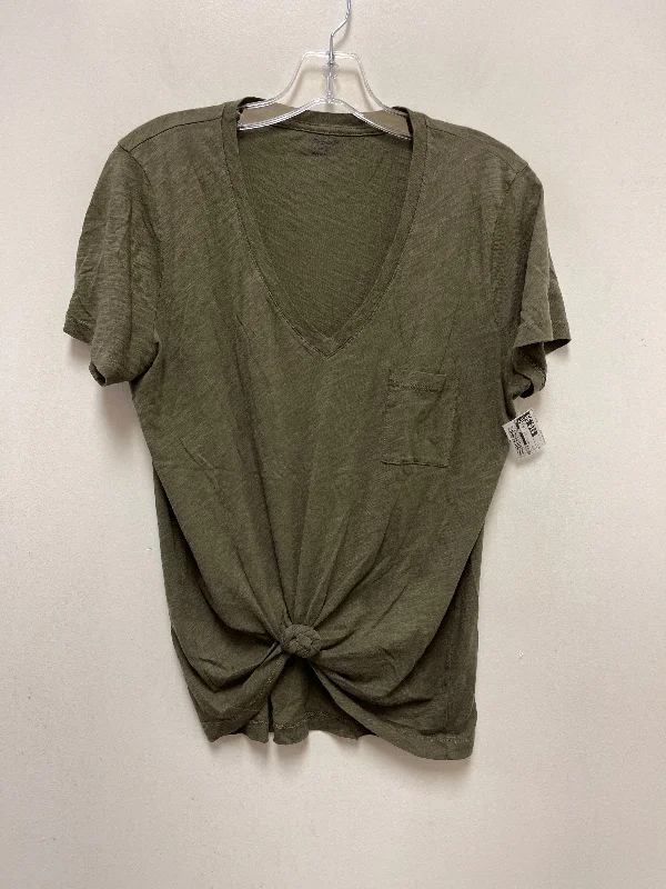 women's T-shirts with zippered closuresGreen Top Short Sleeve Basic Madewell, Size M