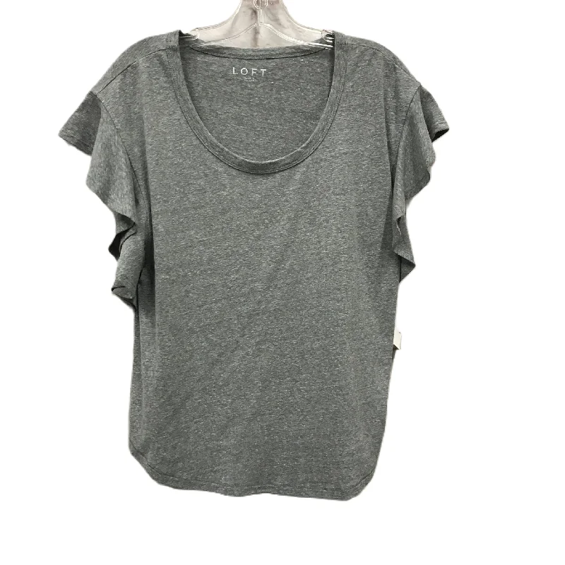 women's T-shirts made of silkGrey Top Short Sleeve By Loft, Size: L