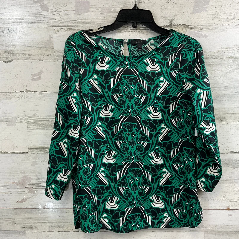 women's long sleeve tops with zippered closuresTop Long Sleeve By J. Crew In Green, Size: Xs