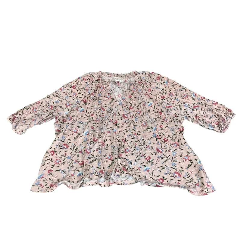 women's long sleeve tops with moisture-wicking materialTop Long Sleeve By Wonderly In Floral Print, Size: 2x