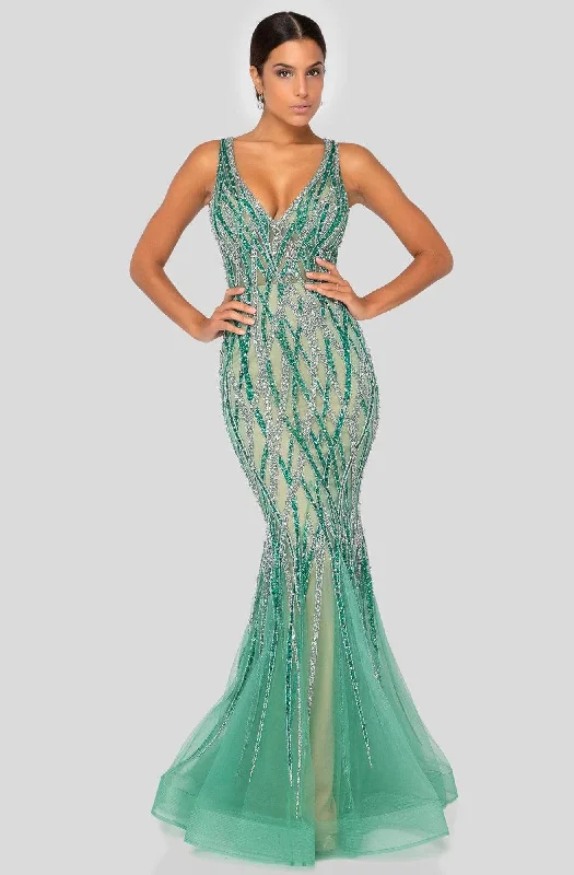 women's everyday dressesTerani Couture 1912GL9573 - Lattice Mermaid Evening Gown