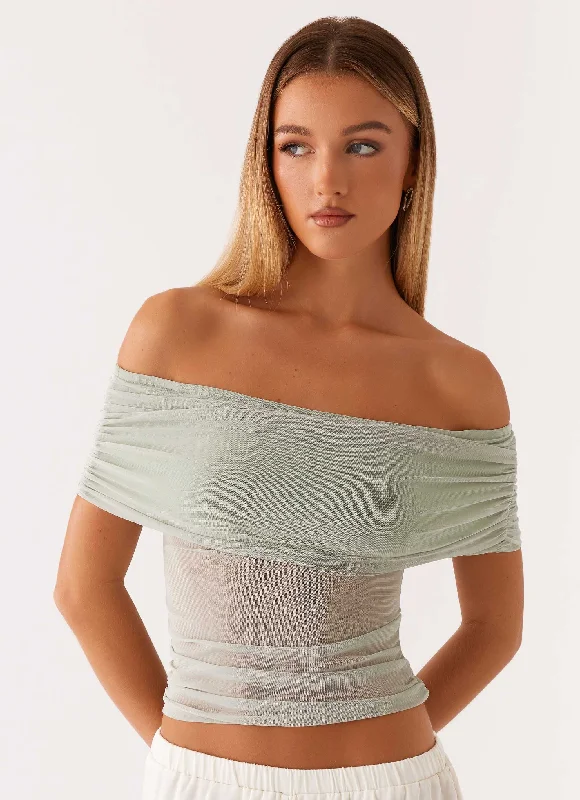 women's tops for those who seek both style and comfortNelly Off Shoulder Top - Pistachio