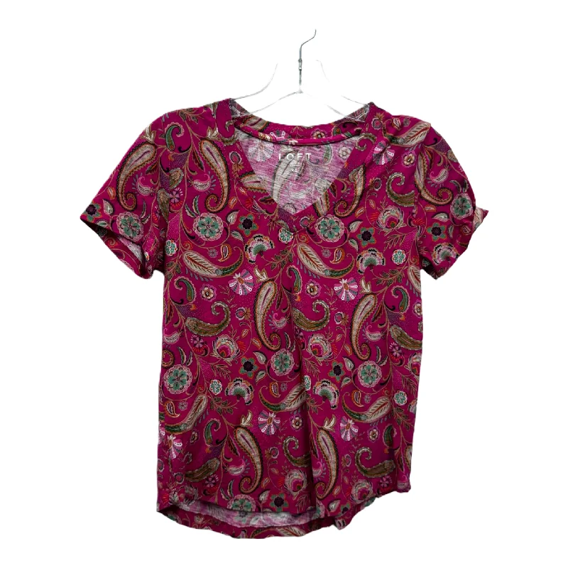 women's T-shirts with slogansPink Top Short Sleeve Basic By Loft, Size: Xs