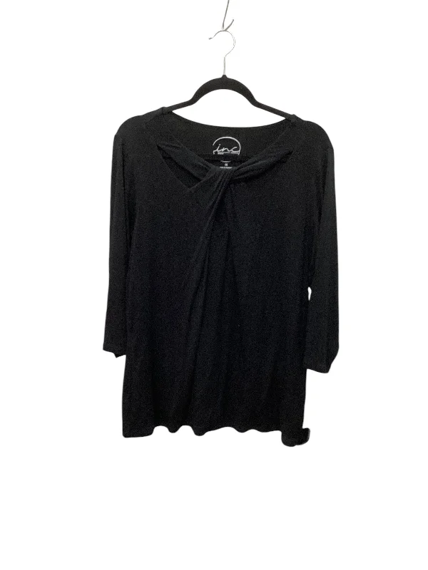 women's long sleeve tops with embroidery accentsTop Long Sleeve By Inc In Black, Size: Xl