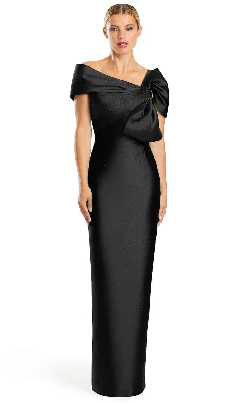 women's bow dressesAlexander by Daymor 1885F23 -Bow Accented Column Evening Dress