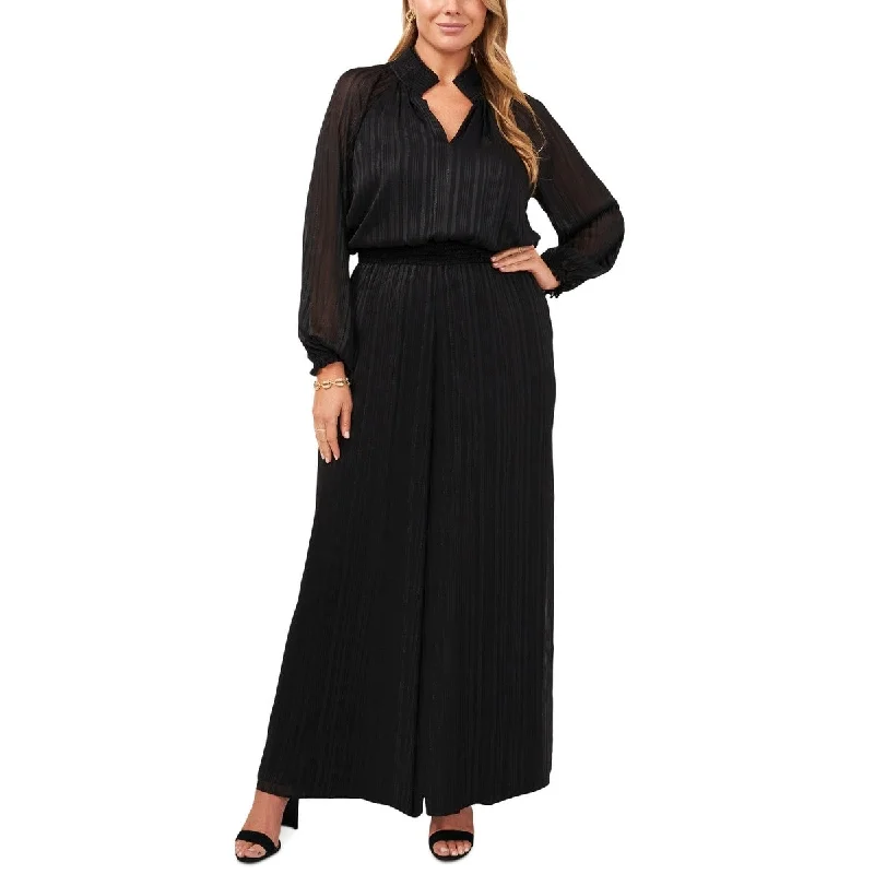 women's jumpsuits with lace detailsMSK Women's Smocked Waist Jumpsuit Black Size 3X