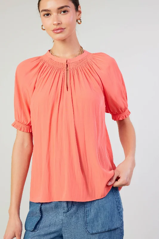 women's tops for those who love bold and vibrant colorsGathered Yoke Blouse