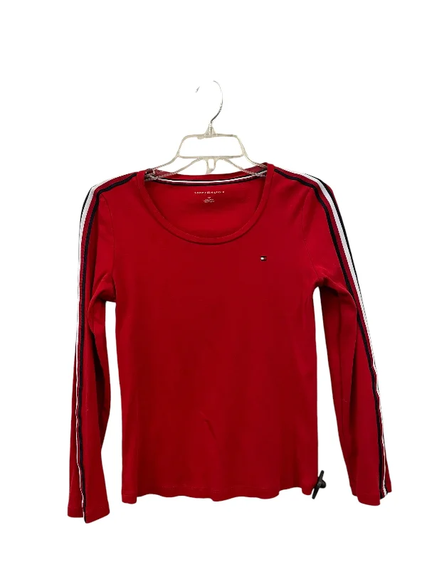 women's long sleeve tops made of silkTop Long Sleeve By Tommy Hilfiger In Red, Size: S