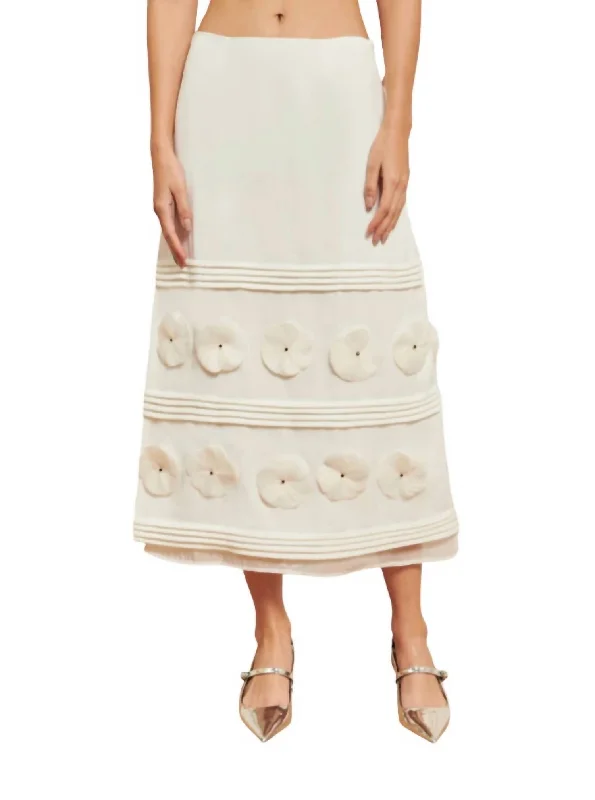 women's dressy skirtsHelena Flower Midi Skirt In White