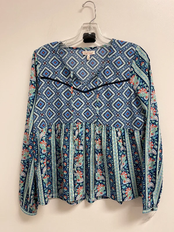 women's long sleeve tops with vintage stylesTop Long Sleeve By Clothes Mentor In Blue, Size: S