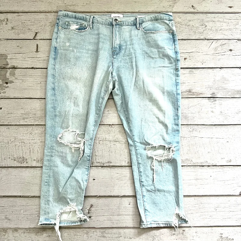 women's denim jeans with raw hemsJeans Cropped By Frame  Size: 10