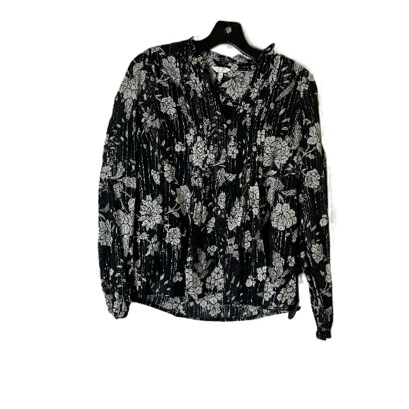 women's long sleeve tops with abstract designsTop Long Sleeve By Crown And Ivy In Black, Size: S