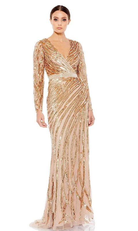 women's bell-sleeved dressesMac Duggal Evening 5438 - Embellished Sheath Evening Dress