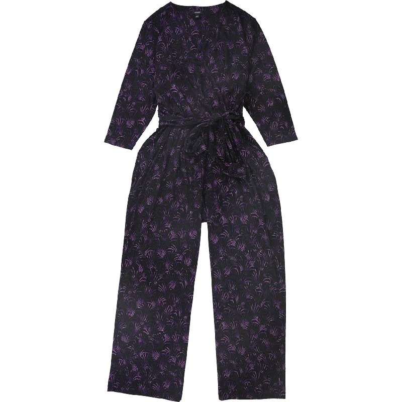 women's jumpsuits with pastel huesAlfani Womens Printed Jumpsuit, Purple, 2X