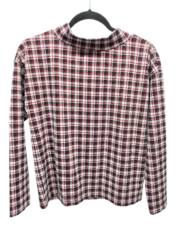 women's long sleeve tops with inspirational quotesTop Long Sleeve By Ann Taylor In Plaid Pattern, Size: Xxs