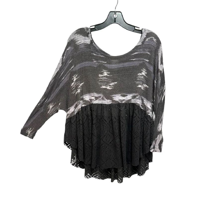 women's long sleeve tops with bleach-splatter designsTop Long Sleeve By Free People In Black, Size: Xs