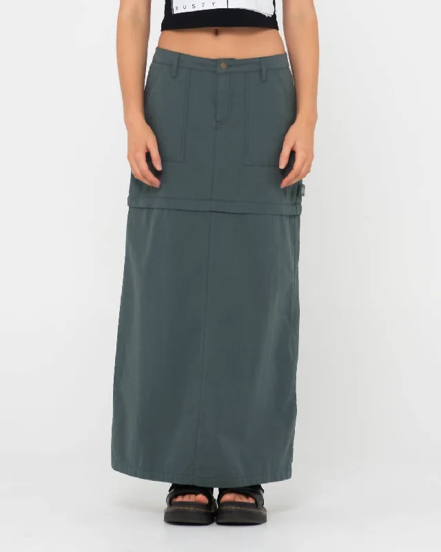 women's lightweight linen skirts for warm weatherBillie Low-Rise Ripstop Zip Off Skirt In Army Green