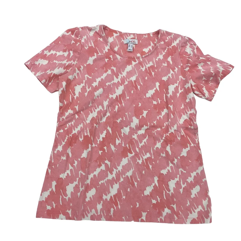 women's T-shirts with appliqué designsPINK TOP SS by DENIM AND COMPANY Size:S