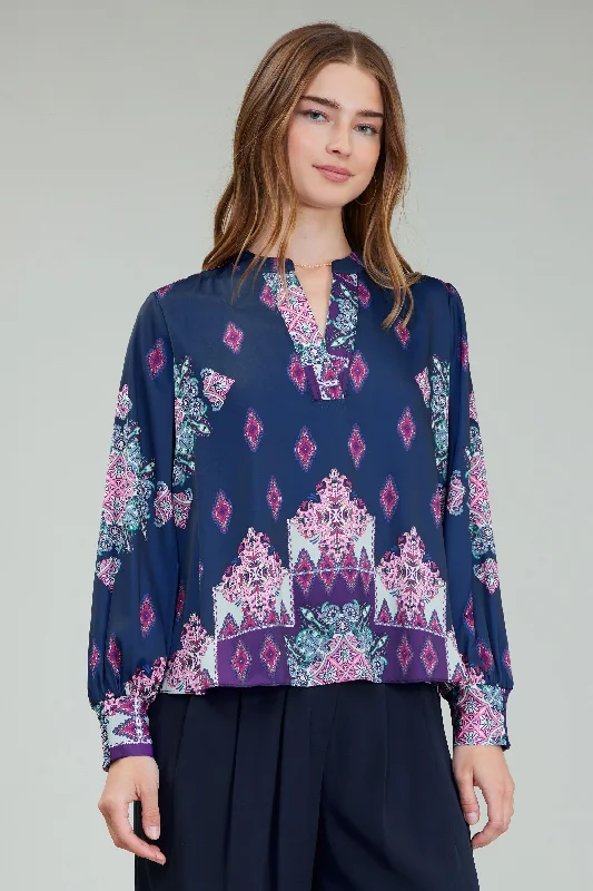 women's tops for fashion-forward individualsOrnate Border Print Blouse