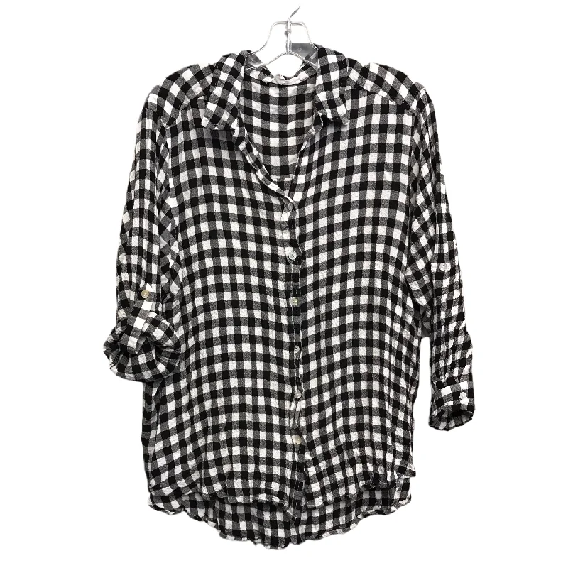 budget-friendly women's long sleeve topsTop Long Sleeve By Jane And Delancey In Black & White, Size: 1x