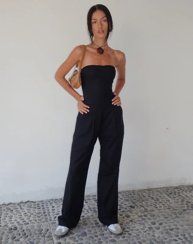 women's jumpsuits with belt loopsMOTEL X JACQUIE Kyaria Bandeau Jumpsuit in Black