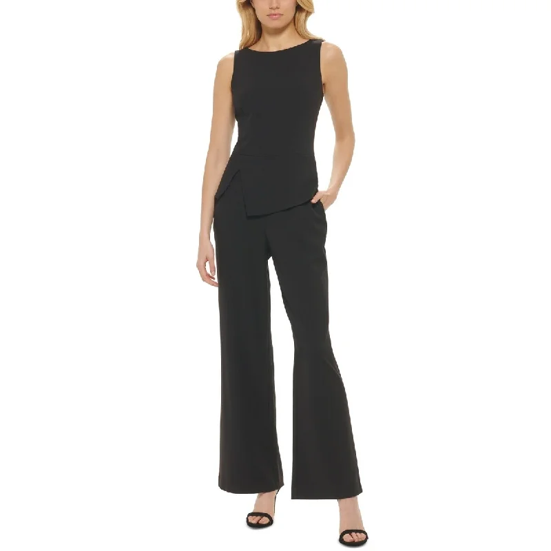 women's jumpsuits with zippersVince Camuto Women's Bi Stretch Peplum Detail V Back Jumpsuit Black Size 0