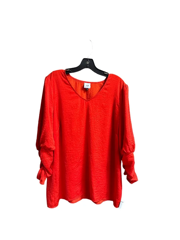 women's long sleeve tops with lace detailsTop Long Sleeve By Cabi In Red, Size: L