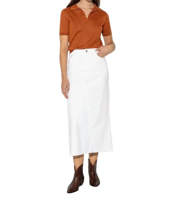 women's formal tiered skirtsDenim Skirt In Bleach White