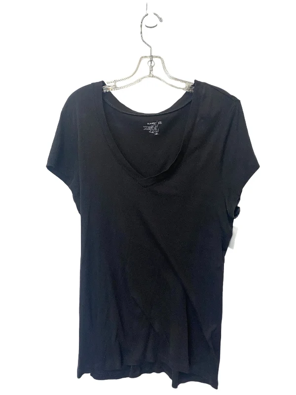 women's T-shirts made of linenBlack Top Short Sleeve Basic Old Navy, Size Xxl