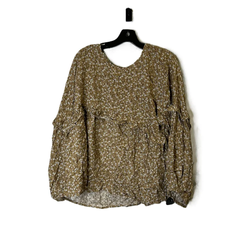 women's long sleeve tops with trendy patternsTop Long Sleeve By Gigio In Floral Print, Size: M