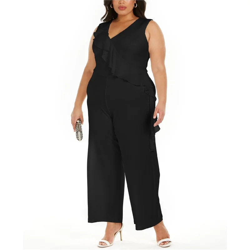 women's jumpsuits with rufflesConnected Womens Ruffled Wide Leg Jumpsuit