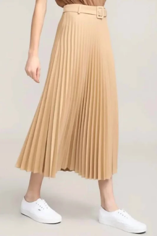 women's zip-front midi skirts for eventsPleated Skirt In Taupe