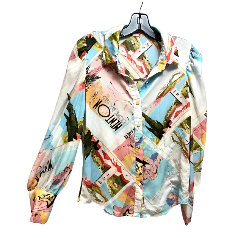 everyday women's long sleeve topsGraphic Print Long Sleeve Button Down Shirt Unbranded In Multi-colored, Size: S