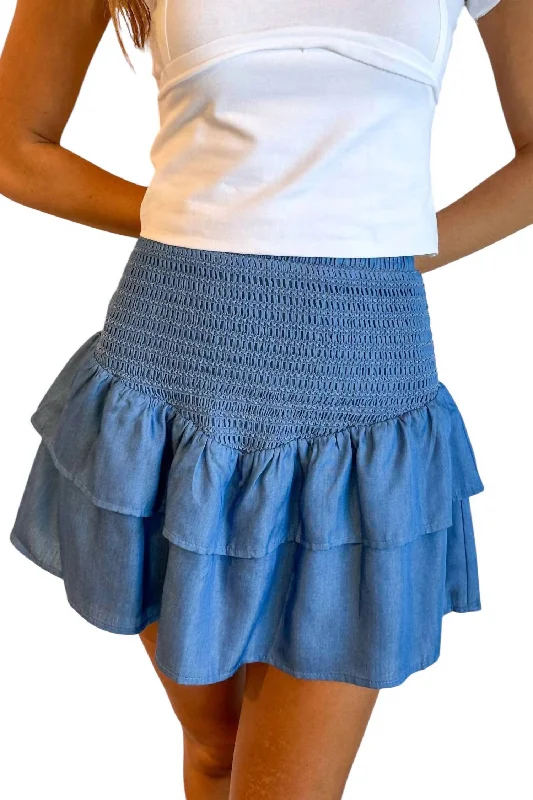 women's business skirtsSmocked Denim Skirt