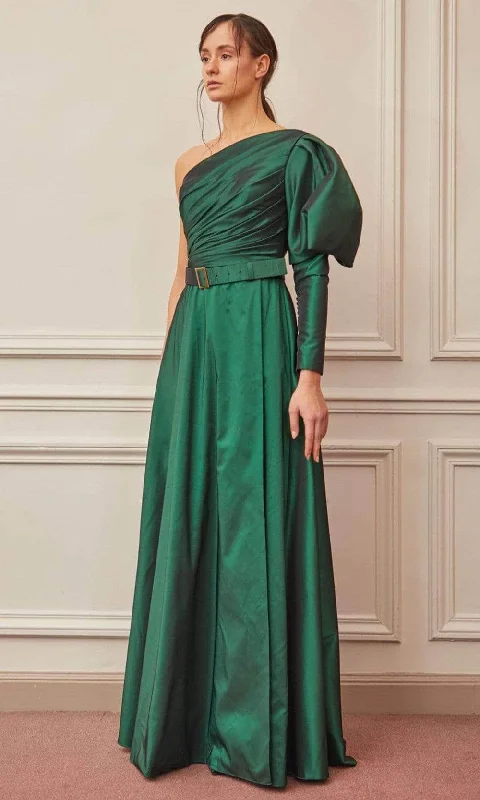 women's work dressesGatti Nolli Couture OP-5370 - One Sleeved Draped Evening Gown