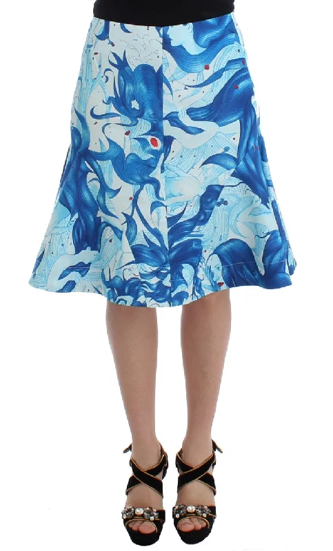 women's casual skirtsKoonhor Elegant Fresco-Print Knee-Length Women's Skirt