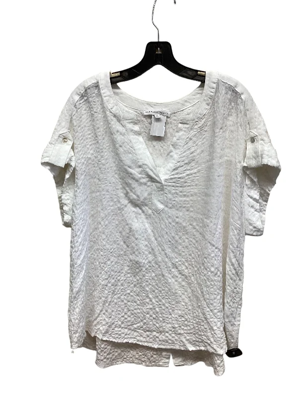 women's T-shirts with oversized fitsWhite Top Short Sleeve Jane And Delancey, Size Xl