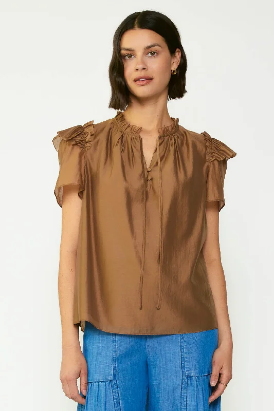 women's tops for those who want to invest in timeless piecesRuffled Shoulder Blouse