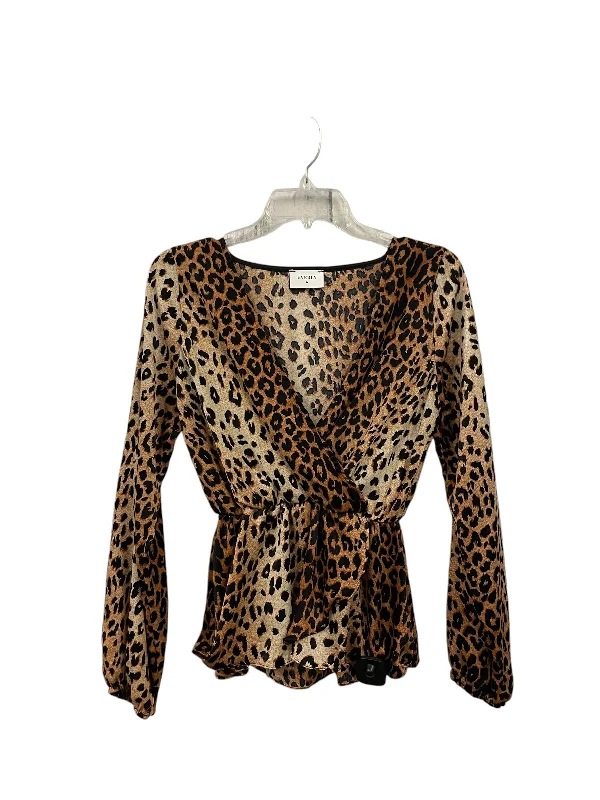 women's long sleeve tops for formal eventsTop Long Sleeve By Everly In Animal Print, Size: M