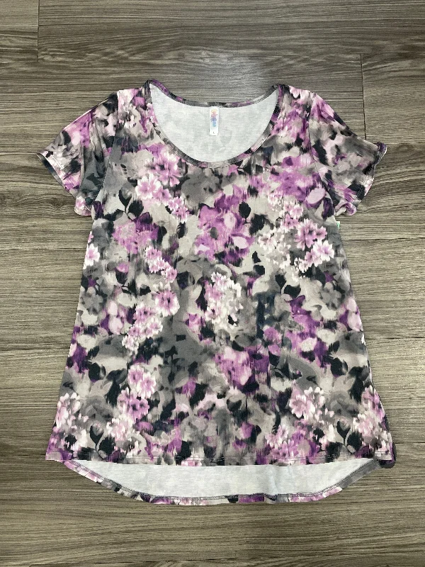 women's T-shirts with bleach-splatter designsFloral Print Top Short Sleeve Lularoe, Size L