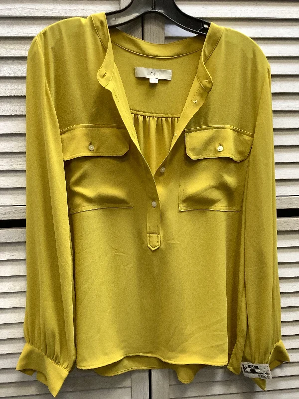 women's long sleeve tops with abstract designsTop Long Sleeve By Loft In Yellow, Size: M