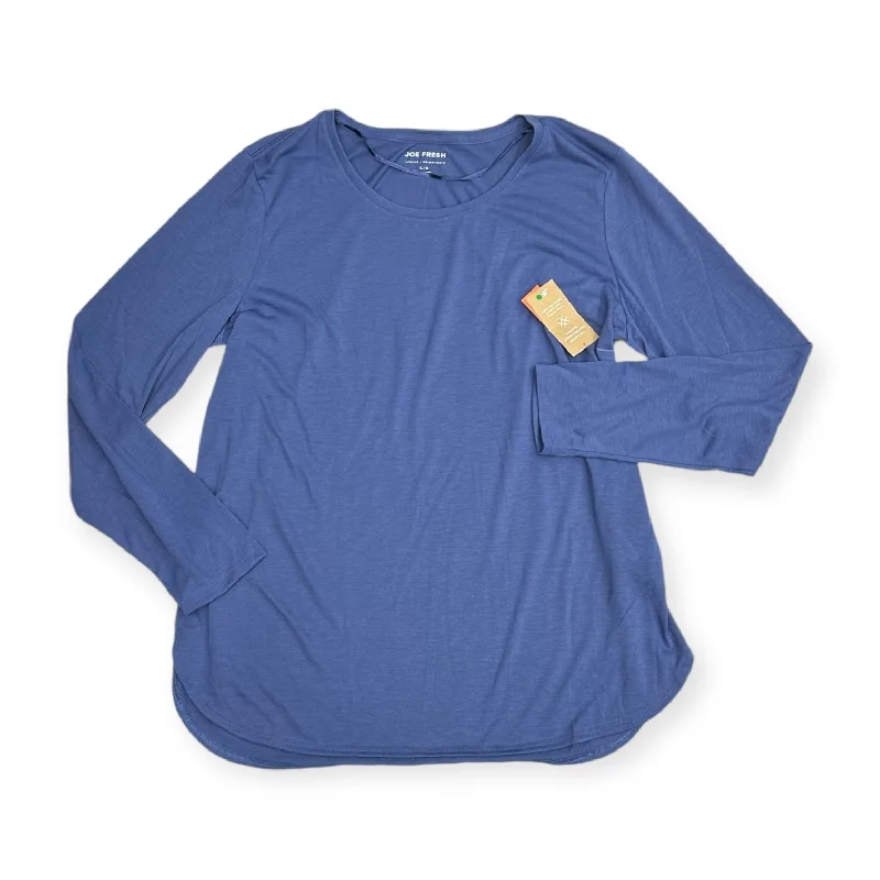 women's long sleeve tops made of synthetic fiberTop Long Sleeve By Joe Fresh In Blue, Size: L