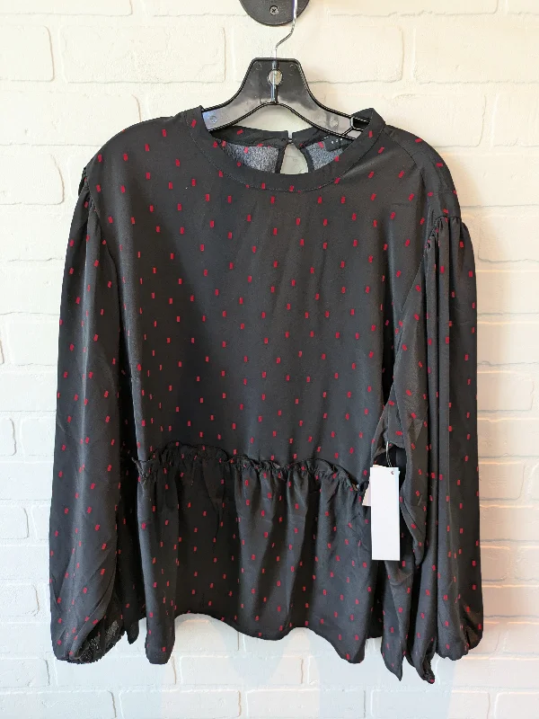 women's long sleeve tops for formal eventsTop Long Sleeve By Sanctuary In Black & Red, Size: 2x