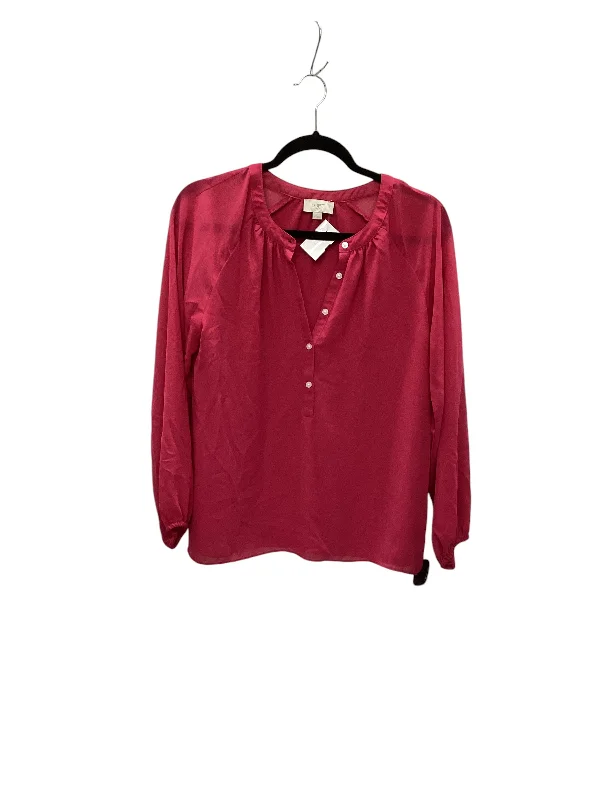 women's long sleeve tops with eco-friendly productionTop Long Sleeve By Loft In Pink, Size: S