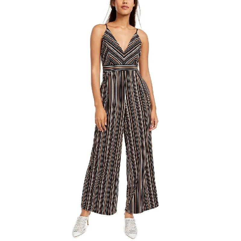 women's jumpsuits with short sleevesEmerald Sundae Juniors' Striped Jumpsuit Charcoal Size Extra Small - X-Small