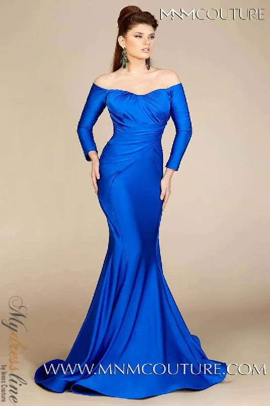 women's versatile dressesMNM Couture S0003 - Off Shoulder Trumpet Evening Dress