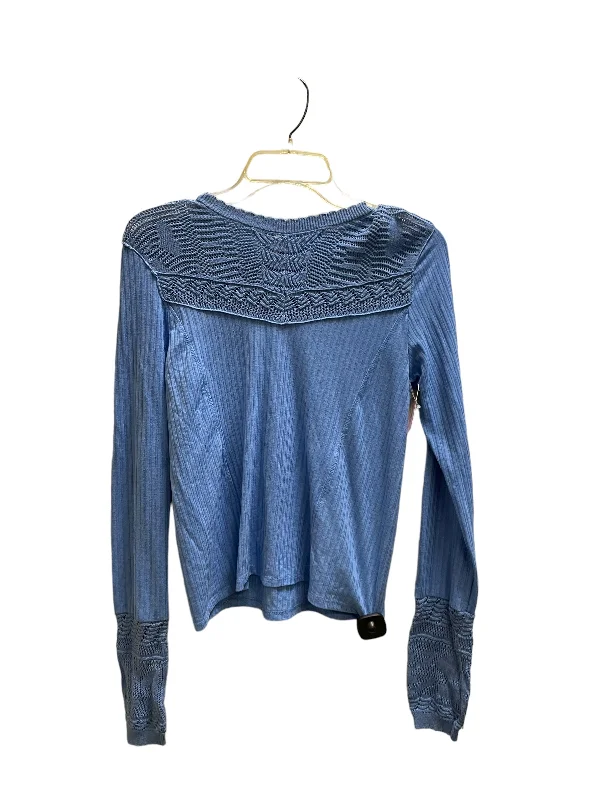 women's long sleeve tops for black-tie affairsTop Long Sleeve By Free People In Blue, Size: M