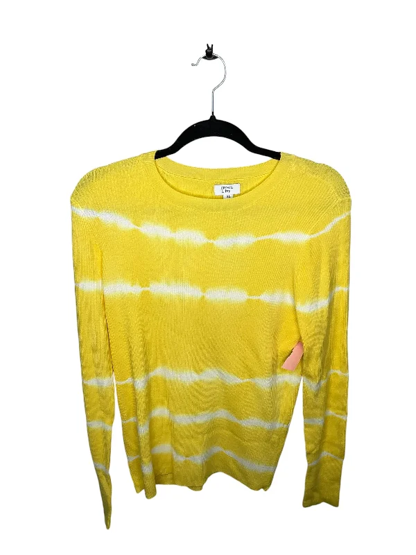 women's long sleeve tops with stripesTop Long Sleeve By Crown And Ivy In Yellow, Size: Xl