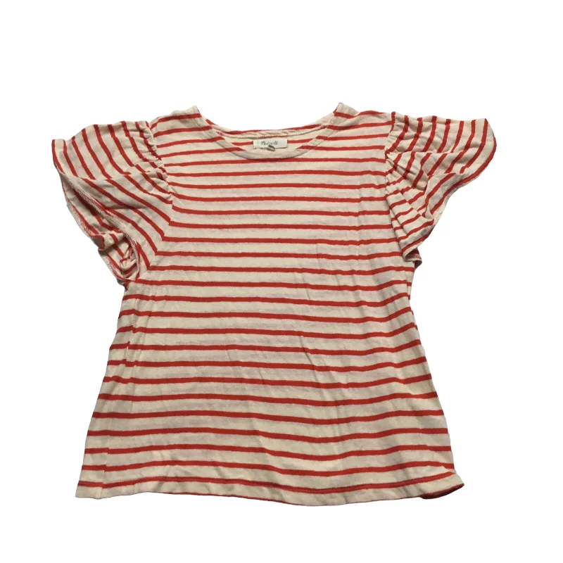 women's T-shirts with short torso lengthsStriped Pattern Top Short Sleeve Basic Madewell, Size Xxs